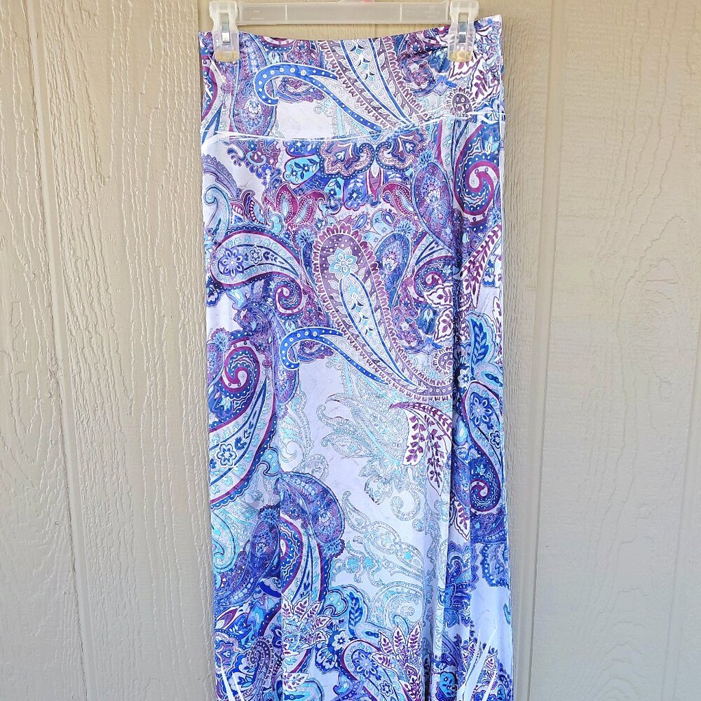 Blue Purple Paisley Long Skirt Size Large